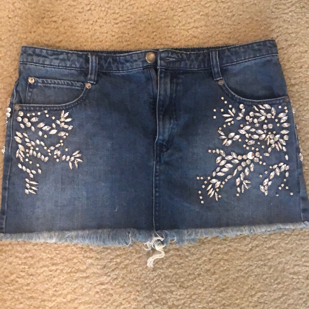 Free people jeweled jean skirt size 8